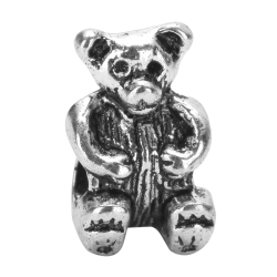 5 x Cute Bear King Charms Beads Antique Silver Tone European Charm Beads  #MEC-67